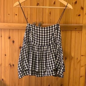 UO navy blue plaid gingham top!!